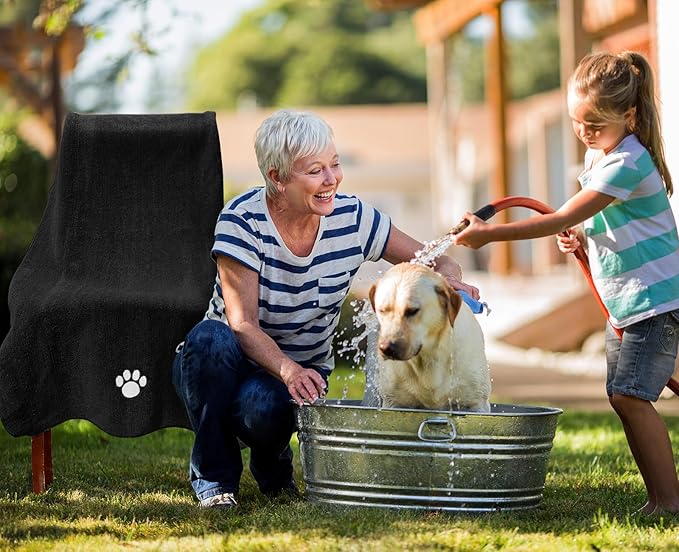 3 Pack Microfiber Dog Towels for Drying Dogs, Super Absorbent and Soft Pet Grooming Towel, 40 Inch X 23.6 Inch, Perfect Dog Drying Towels for Large, Medium or Small Dogs, Black