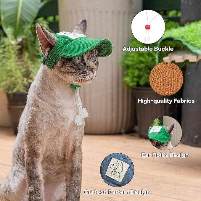 Pet Dog Baseball Cap, Cat Hat, Cat Dog Sun Cap with Ear Holes, Adjustable Puppy Outdoor Sun Hat (Brown, X-Small)