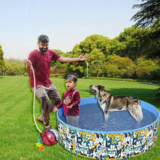 Foldable Dog Pool Pet Bath Pool Collapsible Portable Hard Plastic PVC Pool Bathing Tub Durable Indoor & Outdoor Swimming Kiddie Pool for Dogs Cats 31.5"