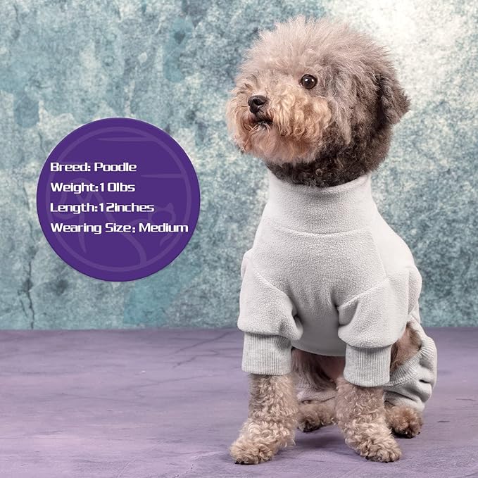 cyeollo Dog Pajamas Fleece Dog Pjs Thermal Dog Onesie Stretchy Jumpsuit Warm Puppy Small Dog Pajamas Cat Apparel Color Grey