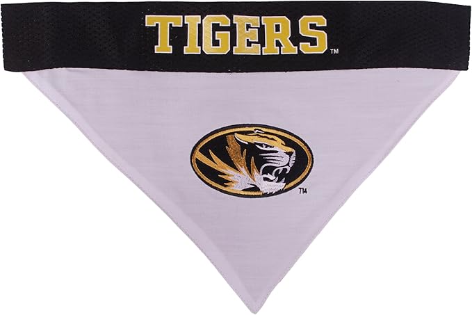 Pets First Collegiate Pet Accessories, Reversible Bandana, Missouri Tigers, Large/X-Large