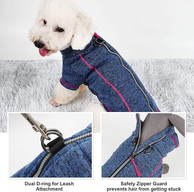 cyeollo Dog Sweater Jacket Fleece Reflective Dog Jackets with D Ring Lightweight Zipper Pet Winter Coats for Indoor and Outdoor Warm Pet Clothes