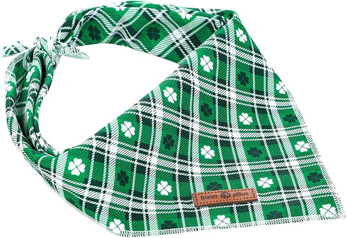 lionet paws St Patricks Dog Bandana for Small Medium Large Dogs, Cat Dog Kerchief Triangle Green Clover Bibs Scarf for Girl Boy