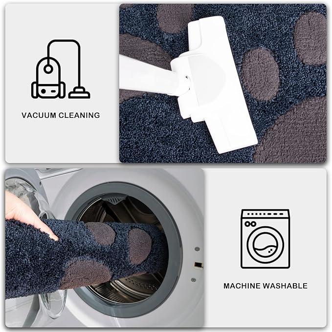 PURRUGS Dirt Trapping Door Mat 20" x 31.5", Non-Skid/Slip Machine Washable Microfiber Entryway Rug, Dog Doormat, Super Absorbent Welcome Mat for Muddy Wet Shoes and Paws, Navy Blue