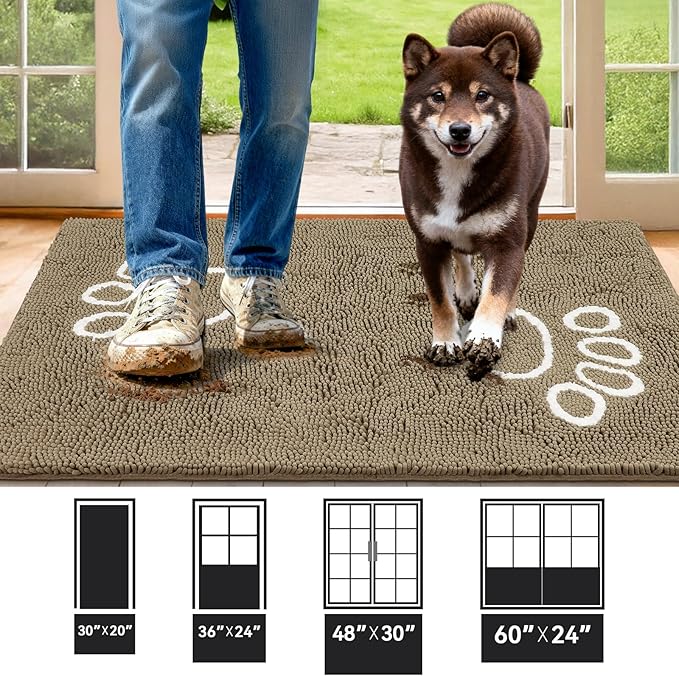 Super Absorbent Dog Door Mat, 48"*30“ Anti Slip Mat for Muddy Paws, Pet Rugs for Dirty Paws Washable That Absorbs Moisture and Dirt, for Dog Cage and Pet Resting Carpet