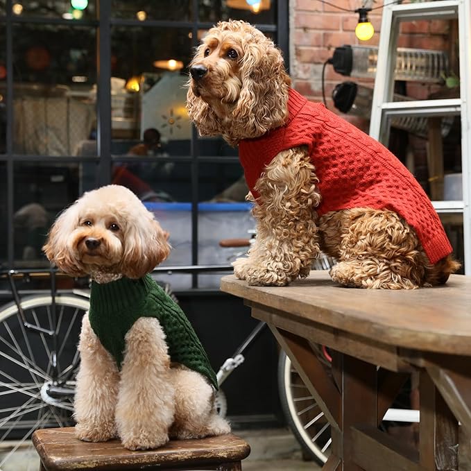 Dog Sweaters for Small Male, Medium Dogs Boy, Girl Female, Puppy Sweater Large Dog Sweaters Pet Clothes Christmas Soft Puppies Clothing Winter Warm Outfit for Cat Apparel(Green,S)