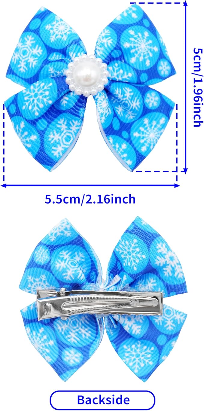 PET SHOW 20 Pack Winter Dog Hair Bows with Alligator Clips for Small Medium Dogs Snowflake Bowknot Hair Clips Cat Puppy Yorkshire Rhinestone Grooming Hair Accessories for Party Costumes