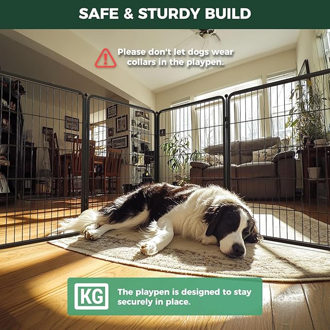 FXW Homeplus Unleashed Indoor Dog Playpen - Stress-Free and Safe Play, Heavy Duty 40 Inch 16 Panels Dog Pen for Medium and Large Dogs, Black│Patented