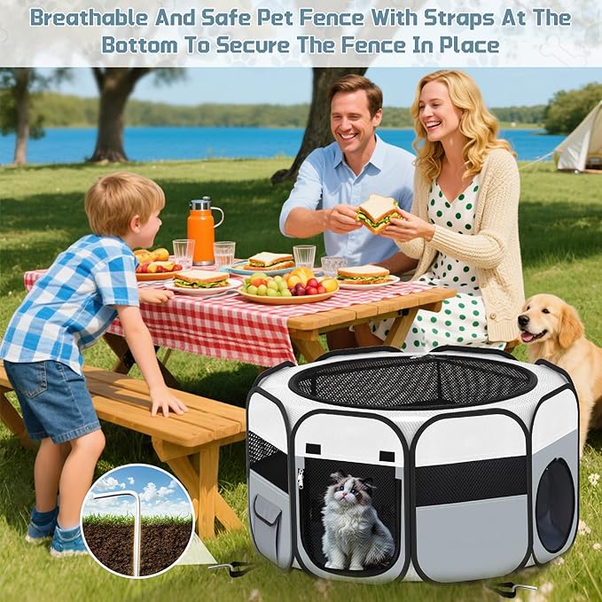 Portable Pet Cat Playpen, Foldable Dog Playpen for Indoor and Outdoor Use, Two in One Pet Playpen for Puppies Medium-Sized Dogs Kittens Travel Camping Use, Cat Tent & Houses