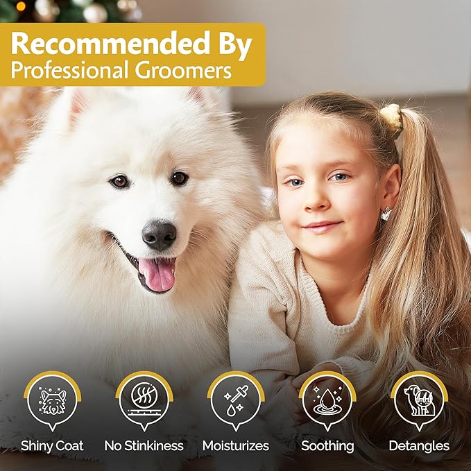 2-in-1 Oatmeal Shampoo for Dogs - 1 Gallon - Professional Conditioning Dog Grooming Shampoo, 1 Gallon Sensitive Hypoallergenic Dogs Shampoos, Oatmeal Gentle Puppy Shampoos Bulk Concentrate