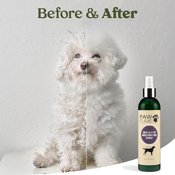 PAWFUME Skin & Coat Detangler Spray for Dogs, 4-Pack – Soothe Dry, Itchy Coats Quickly – Non-Toxic Chamomile & Oat Formula, Essential Fatty Acids & Vet-Certified – Dog Detangler Spray Dematting Care