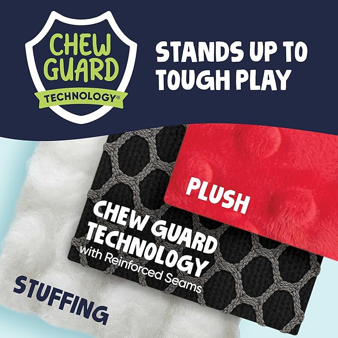 goDog Action Plush Lobster Animated Squeaky Dog Toy with Chew Guard Technology, Durable Fabric and Wiggling Tail & Squeaker for Active Play, Red, One Size