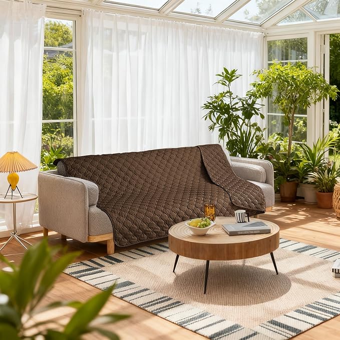 gogobunny 3X Stronger Waterproof Pet Blanket, Scratch Proof Furniture Protector for Dogs Cats, Reversible Cover 82x120 Inch, Dark Chocolate