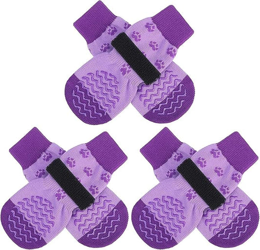 EXPAWLORER 6Pcs Anti Slip Dog Socks to Prevent Licking Paws, Dog Shoes for Winter, Double Sides Dog Boots & Paw Protectors Booties for Hardwood Floors with Grippers Small Medium Large Senior Dogs, XS