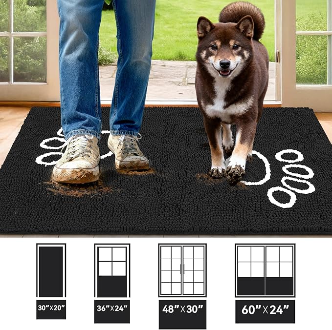 Super Absorbent Dog Door Mat, 48"*30“ Anti Slip Mat for Muddy Paws, Pet Rugs for Dirty Paws Washable That Absorbs Moisture and Dirt, for Dog Cage and Pet Resting Carpet