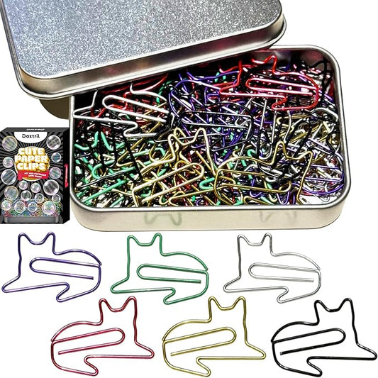 Cute Paper Clips, 60 PCS Cat Shaped Paper Clips Animal Bookmarks Clips, Assorted Colors, Fun Office Gifts for Women Men Coworkers Teachers Students Girls Boys, Christmas Gifts