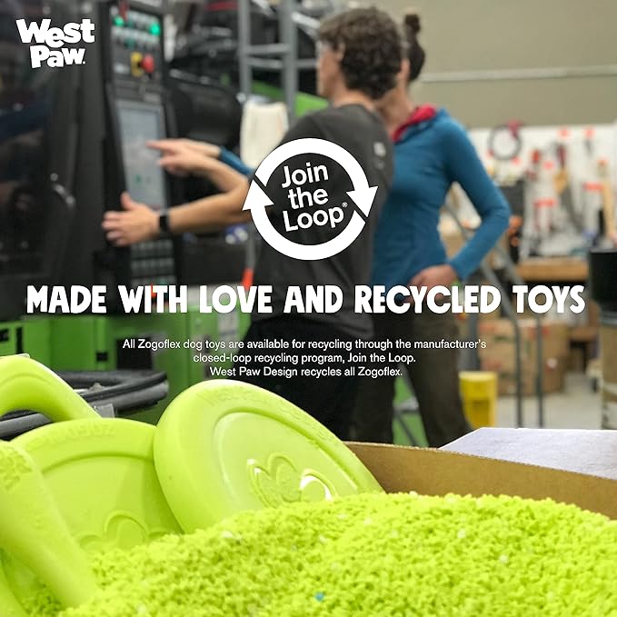 WEST PAW Zogoflex Hurley Dog Bone Chew Toy – Floatable Pet Toys for Aggressive Chewers, Catch, Fetch – Bright-Colored Bones for Dogs – Recyclable, Dishwasher-Safe, Non-Toxic, Small, Granny Smith