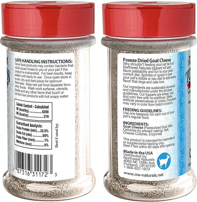 Northwest Naturals Freeze-Dried Goat Cheese Functional Topper - for Dogs & Cats - Healthy, 1 Ingredient, Human Grade Ingredients, All Natural, Proudly Made in USA, 4.5 Oz (Pack of 1)