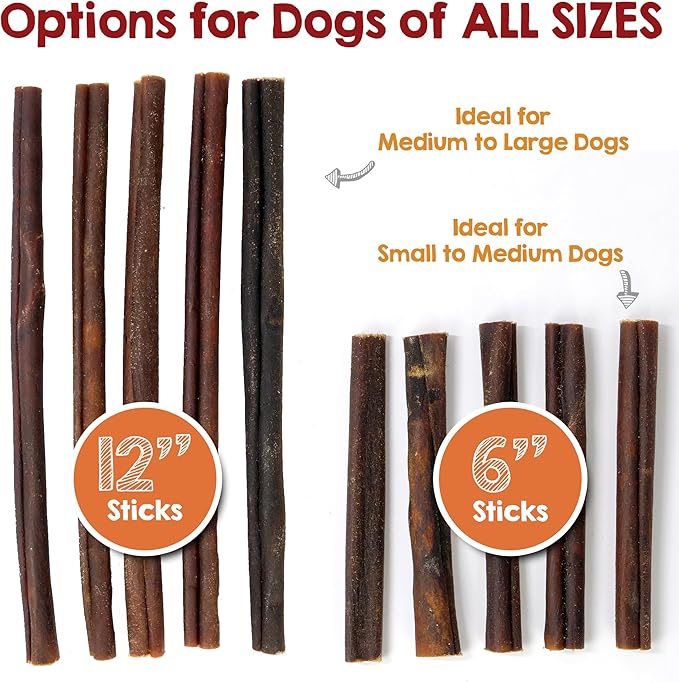 Riley's 12 Inch Beef Collagen Sticks for Dogs, Collagen Chews for Dogs, Bully Stick & Rawhide Alternative, Long Lasting, No Raw Hide Chews, Single Ingredient Dog Treat- 10 ct