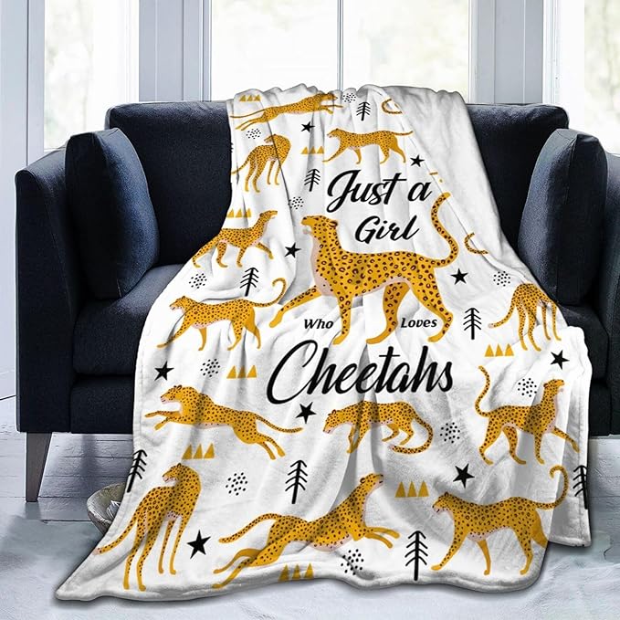 Cheetah Blanket Plush Gifts Just A Girl Who Loves Cheetah Blankets Ultra Soft Cozy Flannel Throw Blankets Bedding for Kids Girls Adults Women Gifts 60" x50
