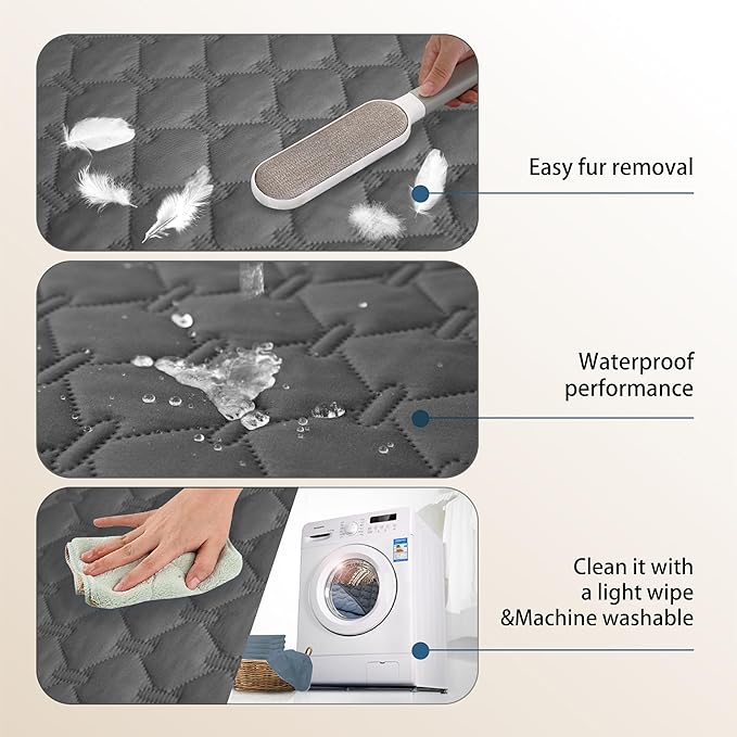 gogobunny 3X Stronger Waterproof Pet Blanket, Scratch Proof Furniture Protector for Dogs Cats, Reversible Cover 30x90 Inch, Dark Grey