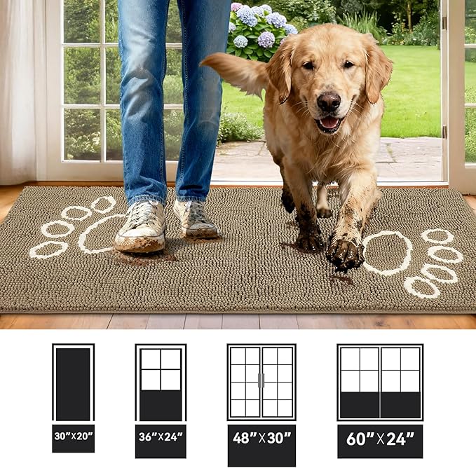 Super Absorbent Dog Door Mat, 60"*24“ Anti Slip Mat for Muddy Paws, Pet Rugs for Dirty Paws Washable That Absorbs Moisture and Dirt, for Dog Cage and Pet Resting Carpet