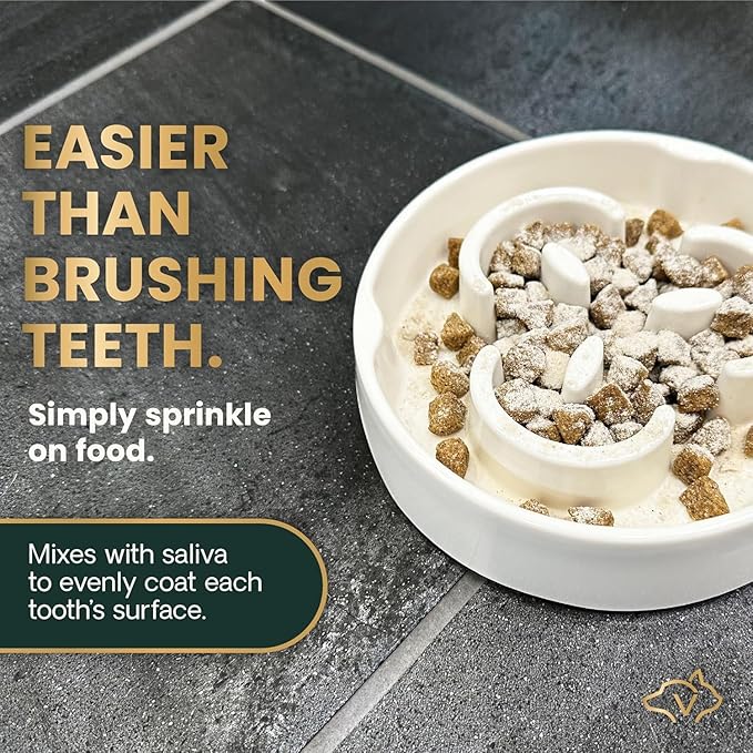 VetriScience Dental Care Dog Dental Powder, 2 Pack – Helps Reduce Plaque & Tartar Buildup, Support Clean Teeth,Fresh Breath, Vet-Formulated Oral Care Powder for Dogs Cats, NASC Certified, 2 x 4.2oz