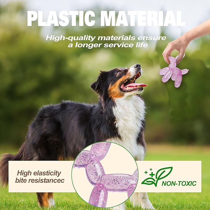 Durable Dog Chew Toy – Balloon Dog Shape, 4.72” for Small & Medium Dogs, Tough Plastic, Interactive Chew Toy for Boredom & Dental Health（Pink）