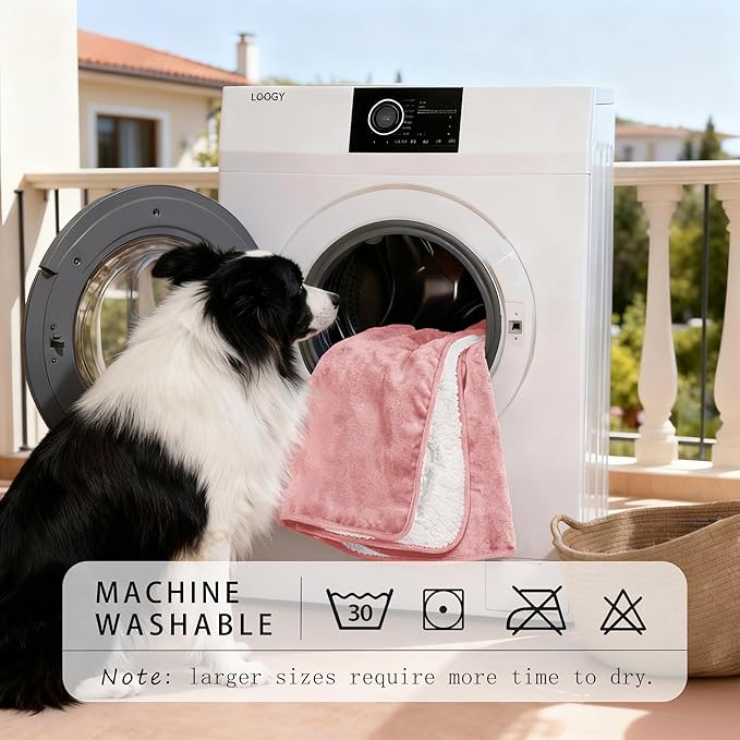 Smiry Waterproof Dog Bed Blanket, Leakproof Pet Throw Blanket for Bed Couch Sofa, Reversible Sherpa Fleece Furniture Protector Cover for Small Medium Large Dogs Cats (Dusty Pink, 40x57 inches)