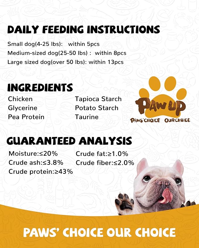 PAWUP Chicken Jerky Strips Dog Treats, Training Treats for Dogs w/Taurine, Low Fat, Natural Chicken Jerky Cuts, 12.5 oz