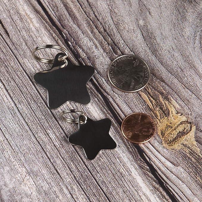 Stainless Steel Pet ID Tags - Engraved Personalized Dog Tags, Cat Tags Front & Back up to 8 Lines of Text – Bone, Round, Heart, Flower, Badge, House, Star, Rectangle, Bow Tie