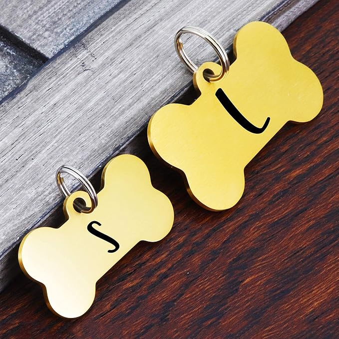 Ultra Joys Custom Personalized Pet ID Tag - Brushed Stainless Steel Bone Tag, Small