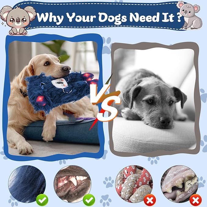 Interactive Monster Dog Chew Toys to Keep Them Busy – Enrichment Squeaky Treat Dispensing Chew Dog Toys for Boredom and Stimulating, Tough Plush Dog Toy for Large Medium Dogs (C-Blue)