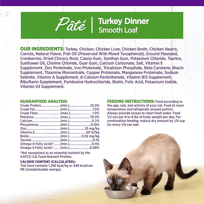 Wellness Complete Health Pate Adult Wet Cat Food, Natural, Protein-Rich, Grain Free, 12.5 Ounce, 12 Pack, (Turkey)