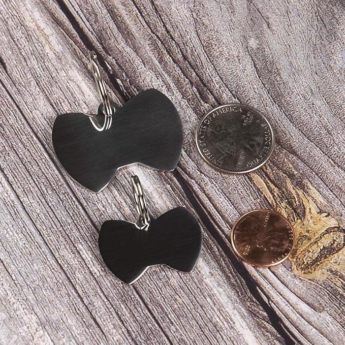 Stainless Steel Pet ID Tags - Engraved Personalized Dog Tags, Cat Tags Front & Back up to 8 Lines of Text – Bone, Round, Heart, Flower, Badge, House, Star, Rectangle, Bow Tie