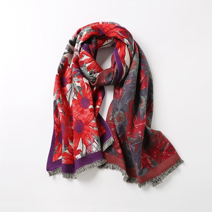 Jeelow Womens Pashmina Shawl Wrap Scarf - Elegant Dressy Evening Poncho Cape for Formal and Wedding Outfits