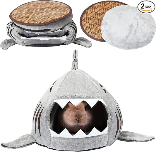 Jetec Shark Guinea Pig Bed Hideout Guinea Pig Animals Bed House Warm Small Hamster Nest Sleeping Mat Cushions Dutch Hamster Hedgehog Rat Chinchilla(Gray)
