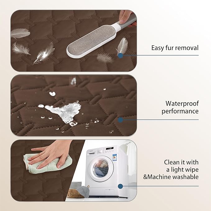 gogobunny 3X Stronger Waterproof Pet Blanket, Scratch Proof Furniture Protector for Dogs Cats, Reversible Cover 52x82 Inch, Dark Chocolate