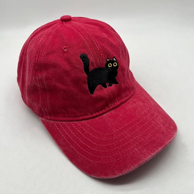 Black Cat Hat,Ragdoll Cat Embroidered Adjustable Cotton Baseball Cap for Men Women,Gifts for Cat Lovers