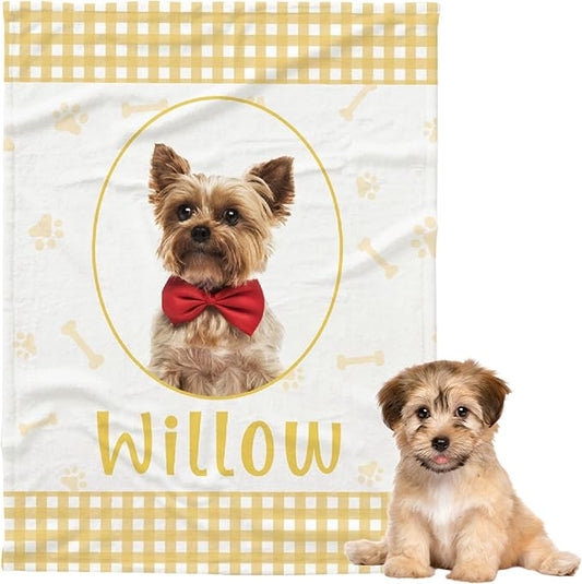 Personalized Pet Blanket,Custom Pet Blanket with Name Photo,Puppy Blanket Gift for Dogs Cats Lovers Mom Dad,Soft Cozy Fleece Throw for Bed Sofa Travel Extra Small 40"x30"