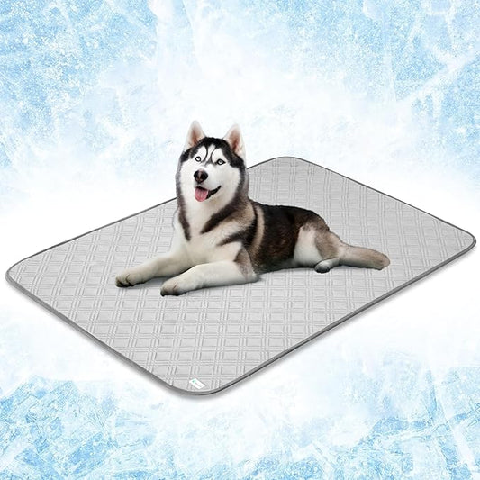 PetAmi Waterproof Cooling Mat for Dog, Premium Pet Cooling Blanket for Bed Crate, Anti Slip Indoor Dog Cool Pad for Sleeping, Q-MAX Large Sofa Couch Cover Mat for Cat, Light Grey, 60x80