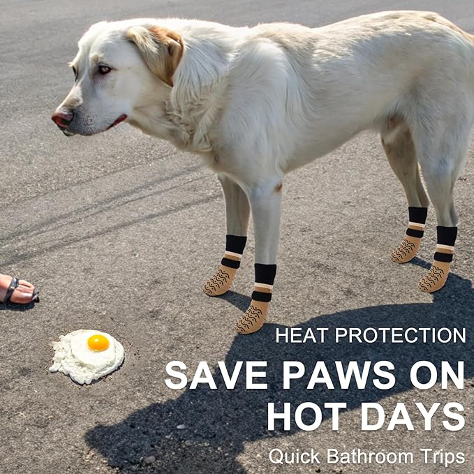 BEAUTYZOO Dog Socks to Prevent Licking Paws -Dog Boots & Paw Protectors with Grippers on Hardwood Floors, Dog Shoes for Hot/Cold Pavement Small Medium Large Senior Dogs Booties