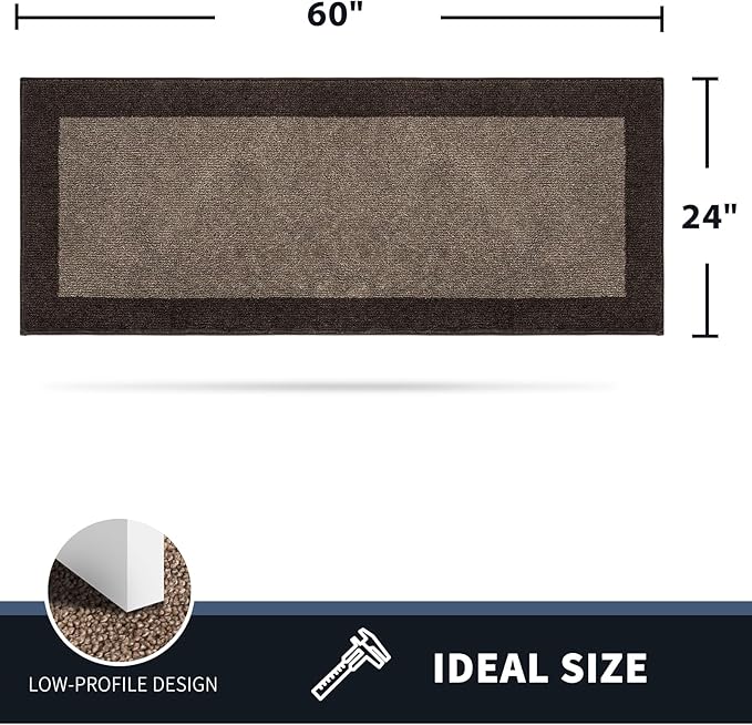 PURRUGS Dirt Trapping Door Mat 24" x 60", Non-Slip/Skid Machine Washable Entryway Rug, Shoes Scraper, Throw Rug, Super Absorbent Area Rug for Muddy Wet Shoes and Paws, Grayish Brown & Coffee