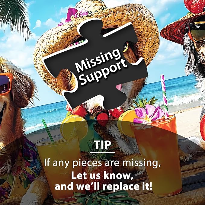 100 Piece Puzzles for Kids Ages 6-8, Dogs Summer Sips Jigsaw Puzzle, Educational Puzzle for Kids & Adults, 100 Piece Puzzles for Adults Large Piece for Seniors 15x11 in