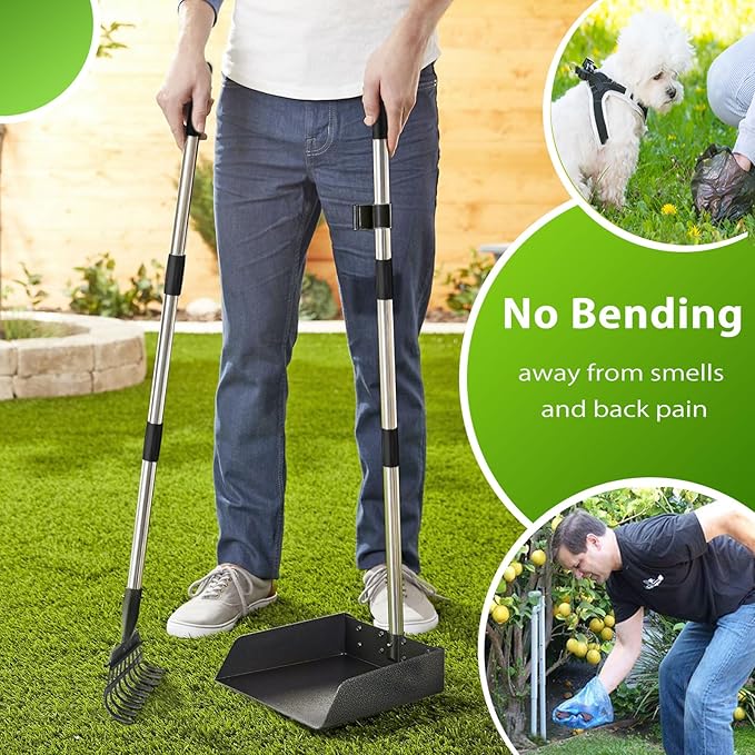 Outdoor Dog Poop Trash Can with Pooper Scooper & 60 Free Poop Bags -20 L/5.2 Gallon Dog Waste Trash Can Pet Waste Disposal Station with Inner Bucket - Metal Dog Pooper Scooper Great Dogs