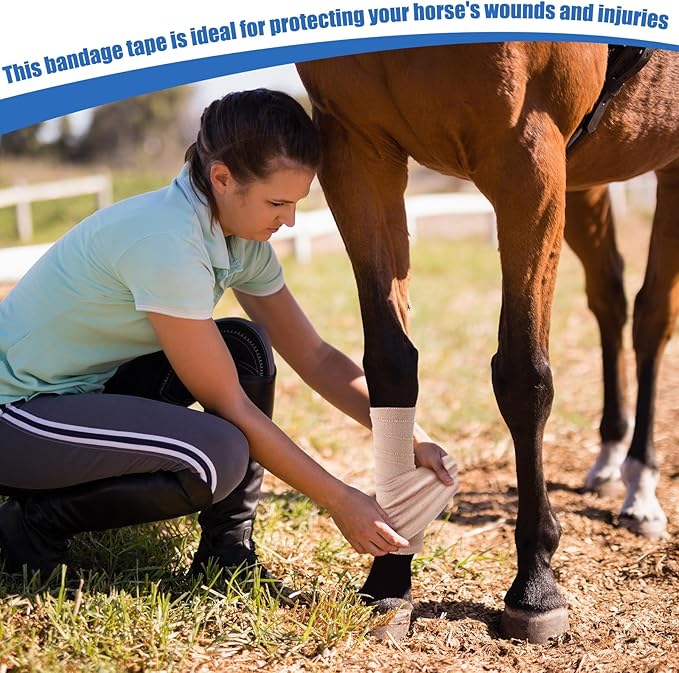 Geiserailie 12 Rolls 4 Inches Elastic Tape Adhesive Elastic Tape Self Adhesive Bandage Wrap Flexible Stretch Bandages for Sports Ankle, Knee and Wrist Sprains Animal Pets, 5 Yards