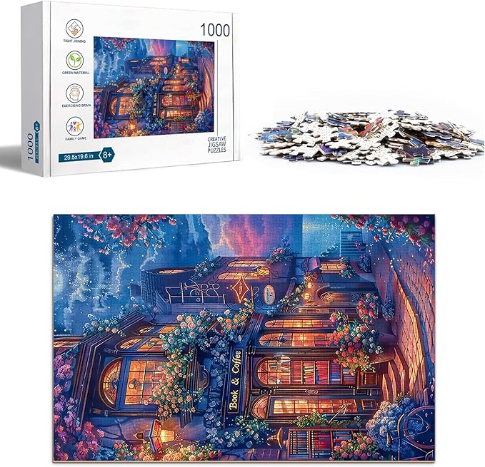 Street Landscape Puzzles for Adults 1000 Pieces, Jigsaw Puzzles 1000 Pieces for Adults, Fun Puzzles with Letters On Back, Challenging Game Toys, Family Decoration Puzzle (19 * 27in)