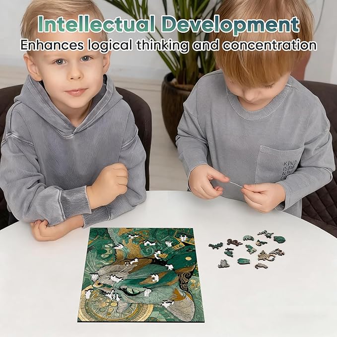 Mocfesk Wooden Puzzles for Adults, Cat Puzzles 104 Pieces, Unique Shaped Animal Jigsaw Puzzles for Adults and Kids, Birthday Gifts Fun Family Game 8.9'' x 11.8''