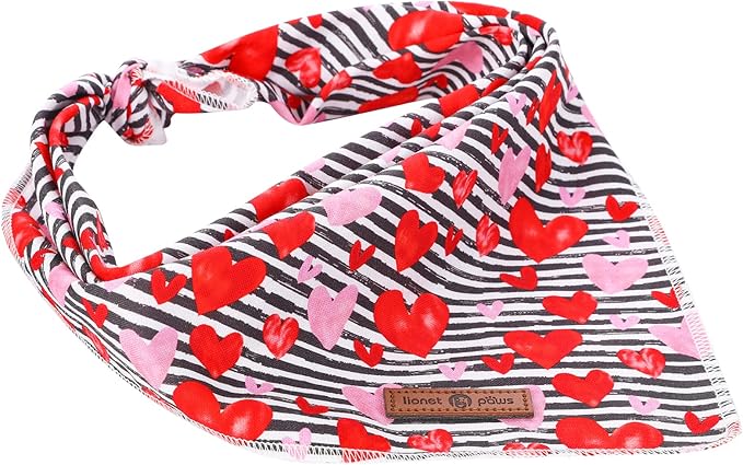 lionet paws Valentines Dog Bandana for Small Medium Large Dogs, Cat Dog Kerchief Triangle Bibs Scarf for Girl Boy