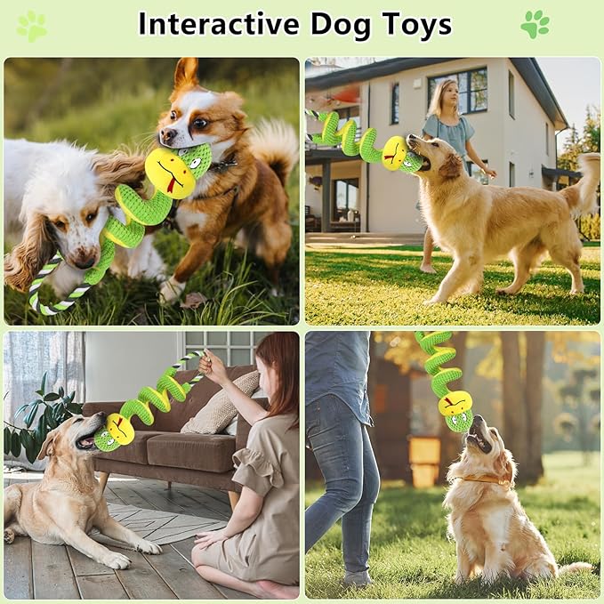 Squeaky Dog Toys for Large Dogs, Interactive Tug of War Puppy Toys with Pull Rope, Stuffed Pet Dog Toys with Soft Fabric Suitable for Small, Medium and Big Dogs